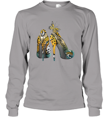 NFL Jacksonville Jaguars High Heel Butterfly Rhinestone Long Sleeve T-Shirt - NFLFanGift