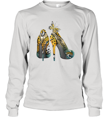 NFL Jacksonville Jaguars High Heel Butterfly Rhinestone Long Sleeve T-Shirt - NFLFanGift