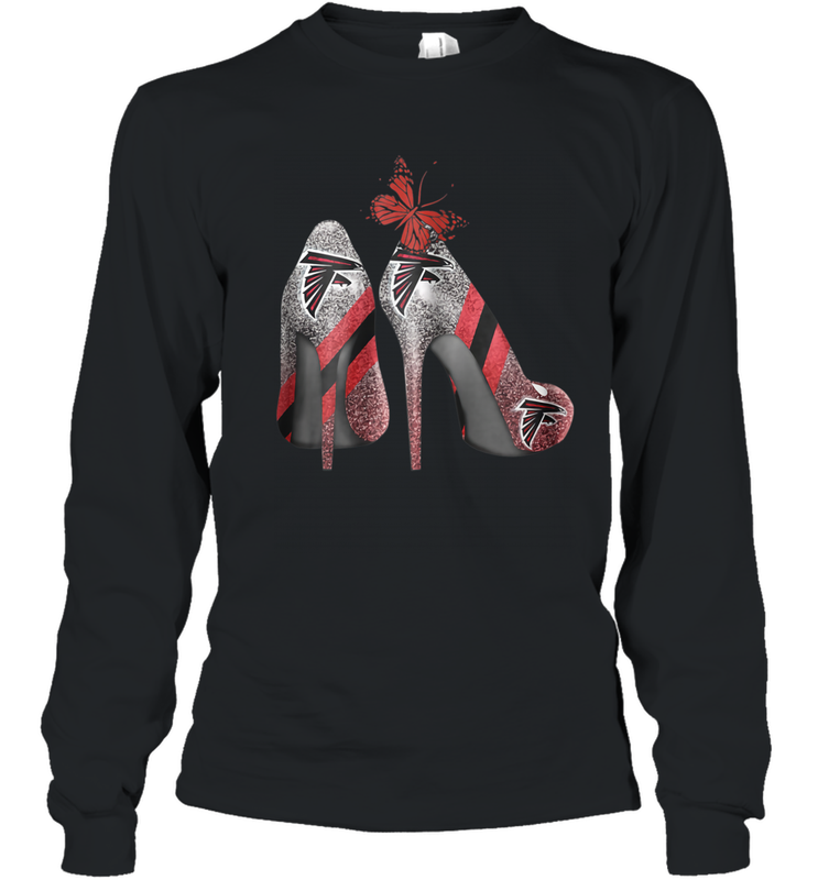 NFL Atlanta Falcons Rhinestone High Heels Youth Long Sleeve T-Shirt - NFLFanGift