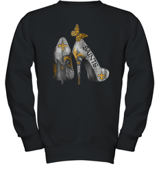 NFL New Orleans Saints High Heel Butterfly Rhinestone Tide Youth Sweatshirt - NFLFanGift