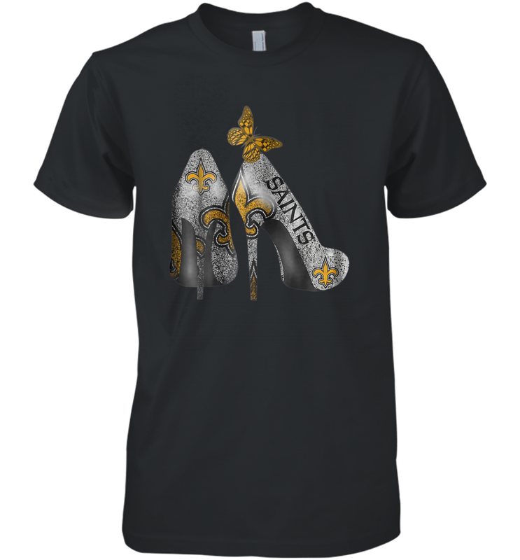 NFL New Orleans Saints High Heel Butterfly Rhinestone Tide Men's Premium T-Shirt - NFLFanGift