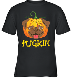 Funny Pugkin Pug Pumpkin Halloween Youth T-Shirt - NFLFanGift