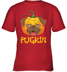 Funny Pugkin Pug Pumpkin Halloween Youth T-Shirt - NFLFanGift