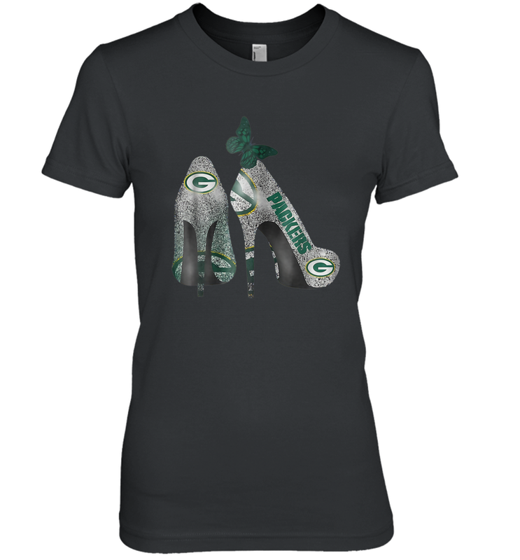 NFL Green Bay Packers Rhinestone High Heels Women's The Boyfriend Tee - NFLFanGift