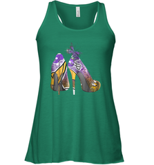 NFL Minnesota Vikings High Heel Butterfly Rhinestone Tide Racerback Tank - NFLFanGift