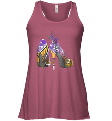 NFL Minnesota Vikings High Heel Butterfly Rhinestone Tide Racerback Tank - NFLFanGift
