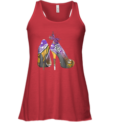 NFL Minnesota Vikings High Heel Butterfly Rhinestone Tide Racerback Tank - NFLFanGift