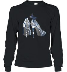 NFL Los Angeles Rams High Heel Butterfly Rhinestone Tide Long Sleeve T-Shirt - NFLFanGift