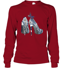 NFL Los Angeles Rams High Heel Butterfly Rhinestone Tide Long Sleeve T-Shirt - NFLFanGift