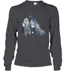 NFL Los Angeles Rams High Heel Butterfly Rhinestone Tide Long Sleeve T-Shirt - NFLFanGift