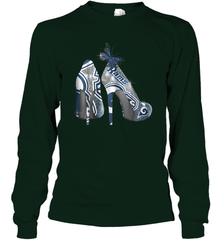 NFL Los Angeles Rams High Heel Butterfly Rhinestone Tide Long Sleeve T-Shirt - NFLFanGift