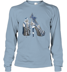 NFL Los Angeles Rams High Heel Butterfly Rhinestone Tide Long Sleeve T-Shirt - NFLFanGift