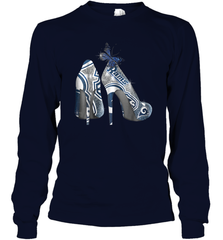 NFL Los Angeles Rams High Heel Butterfly Rhinestone Tide Long Sleeve T-Shirt - NFLFanGift