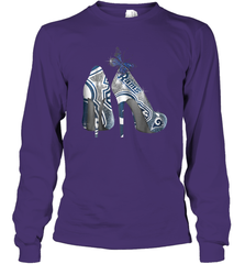 NFL Los Angeles Rams High Heel Butterfly Rhinestone Tide Long Sleeve T-Shirt - NFLFanGift
