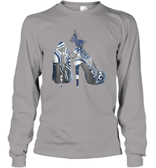 NFL Los Angeles Rams High Heel Butterfly Rhinestone Tide Long Sleeve T-Shirt - NFLFanGift
