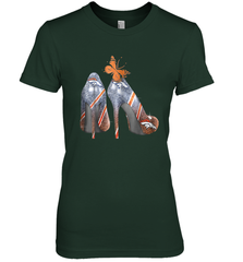 NFL Denver Broncos High Heel Butterfly Rhinestone Tide Women's The Boyfriend Tee - NFLFanGift