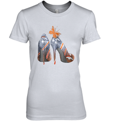 NFL Denver Broncos High Heel Butterfly Rhinestone Tide Women's The Boyfriend Tee - NFLFanGift