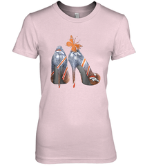 NFL Denver Broncos High Heel Butterfly Rhinestone Tide Women's The Boyfriend Tee - NFLFanGift