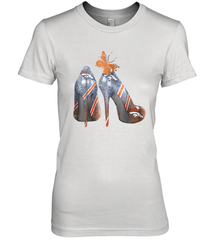 NFL Denver Broncos High Heel Butterfly Rhinestone Tide Women's The Boyfriend Tee - NFLFanGift