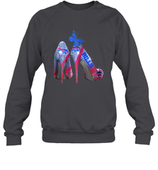 NFL Buffalo Bill Rhinestone High Heels Butterfly Rhinestone Tide Crewneck Sweatshirt - NFLFanGift
