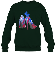 NFL Buffalo Bill Rhinestone High Heels Butterfly Rhinestone Tide Crewneck Sweatshirt - NFLFanGift