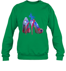 NFL Buffalo Bill Rhinestone High Heels Butterfly Rhinestone Tide Crewneck Sweatshirt - NFLFanGift