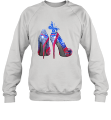 NFL Buffalo Bill Rhinestone High Heels Butterfly Rhinestone Tide Crewneck Sweatshirt - NFLFanGift