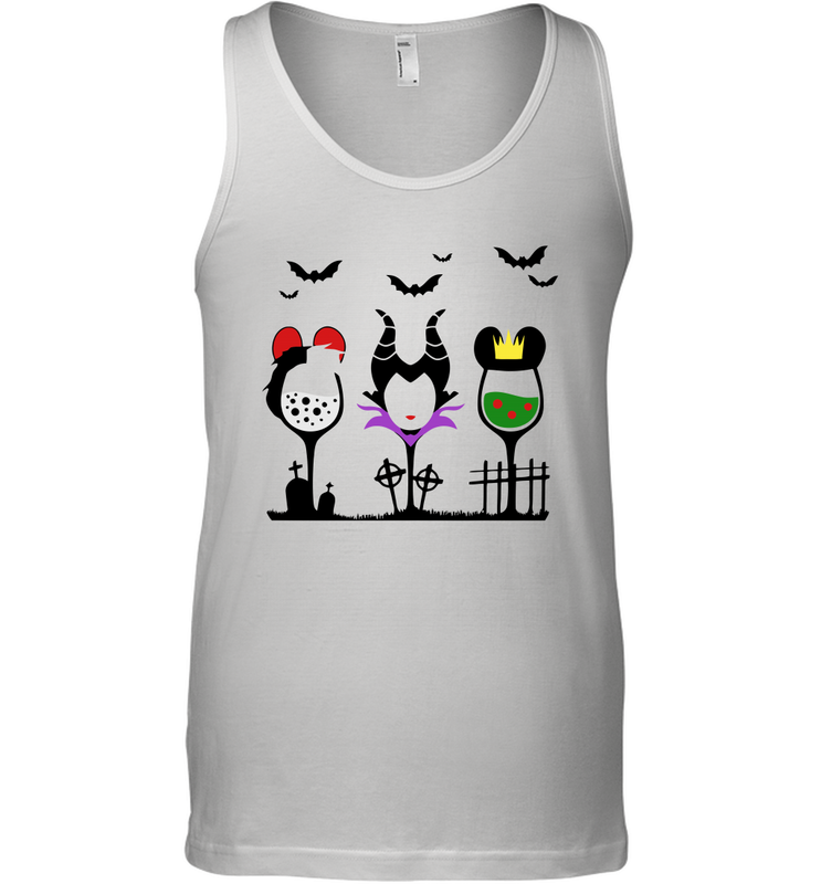 Disney Villains Cruella de Vil Maleficent Evil Queen wine Halloween Shirt Tank Top - NFLFanGift