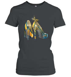 NFL Los Angeles Chargers High Heel Butterfly Rhinestone Women's T-Shirt - NFLFanGift