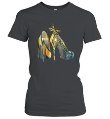 NFL Los Angeles Chargers High Heel Butterfly Rhinestone Women's T-Shirt - NFLFanGift