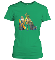 NFL Los Angeles Chargers High Heel Butterfly Rhinestone Women's T-Shirt - NFLFanGift