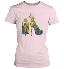 NFL Los Angeles Chargers High Heel Butterfly Rhinestone Women's T-Shirt - NFLFanGift