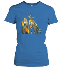 NFL Los Angeles Chargers High Heel Butterfly Rhinestone Women's T-Shirt - NFLFanGift