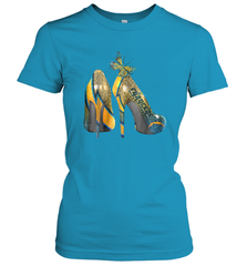 NFL Los Angeles Chargers High Heel Butterfly Rhinestone Women's T-Shirt - NFLFanGift