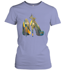 NFL Los Angeles Chargers High Heel Butterfly Rhinestone Women's T-Shirt - NFLFanGift