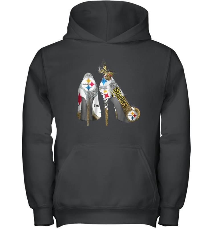 Pittsburgh Steeler High Heel Butterfly Rhinestone Tide Youth Hoodie - NFLFanGift