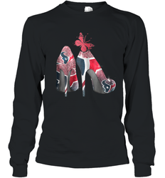 NFL Houston Texans High Heel Butterfly Rhinestone Tide Youth Long Sleeve T-Shirt - NFLFanGift