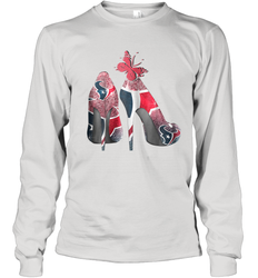NFL Houston Texans High Heel Butterfly Rhinestone Tide Youth Long Sleeve T-Shirt - NFLFanGift