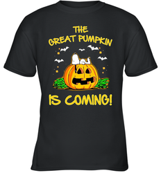 The Great Pumpkin Is Coming Snoopy Halloween Youth T-Shirt - NFLFanGift