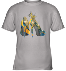 NFL Los Angeles Chargers High Heel Butterfly Rhinestone Youth T-Shirt - NFLFanGift