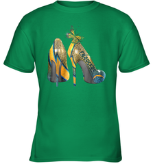 NFL Los Angeles Chargers High Heel Butterfly Rhinestone Youth T-Shirt - NFLFanGift