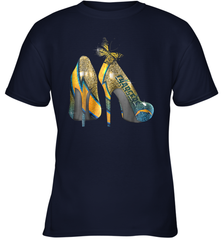 NFL Los Angeles Chargers High Heel Butterfly Rhinestone Youth T-Shirt - NFLFanGift