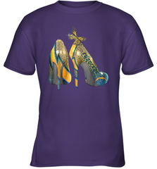 NFL Los Angeles Chargers High Heel Butterfly Rhinestone Youth T-Shirt - NFLFanGift