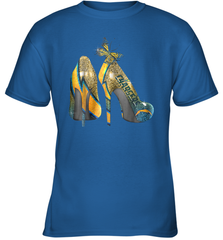 NFL Los Angeles Chargers High Heel Butterfly Rhinestone Youth T-Shirt - NFLFanGift