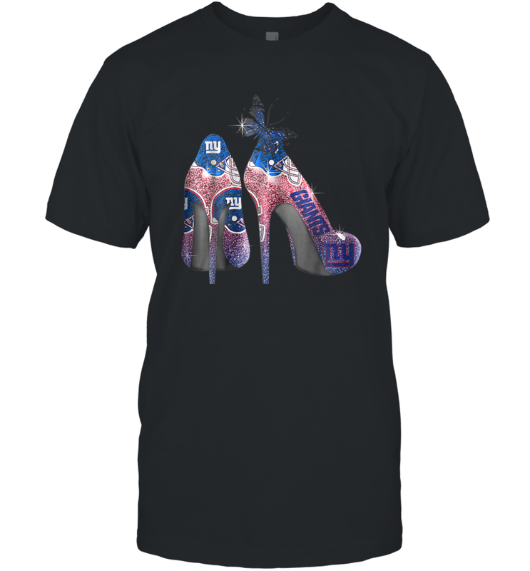 NFL New York Giants High Heel Butterfly Rhinestone Tide Men's T-Shirt - NFLFanGift
