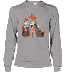 NFL Cincinnati Bengals Rhinestone High Heels Long Sleeve T-Shirt - NFLFanGift