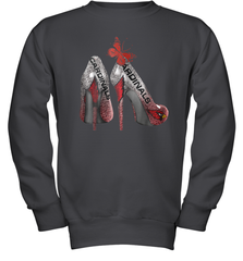 Arizona Cardinals High Heel Butterfly Rhinestone Tide NFL Youth Sweatshirt - NFLFanGift