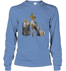 NFL New Orleans Saints High Heel Butterfly Rhinestone Tide Long Sleeve T-Shirt - NFLFanGift