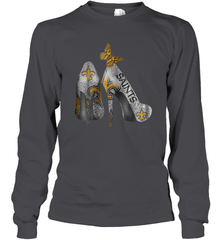 NFL New Orleans Saints High Heel Butterfly Rhinestone Tide Long Sleeve T-Shirt - NFLFanGift