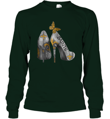 NFL New Orleans Saints High Heel Butterfly Rhinestone Tide Long Sleeve T-Shirt - NFLFanGift